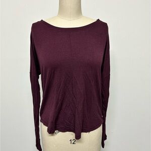 Burgundy Yogalicious Workout Long Sleeve with hidden thumb hole. Size XL.